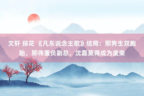 文轩 探花 《凡东说念主歌》结局：那隽生双胞胎，那伟重负副总，沈磊莫得成为废柴