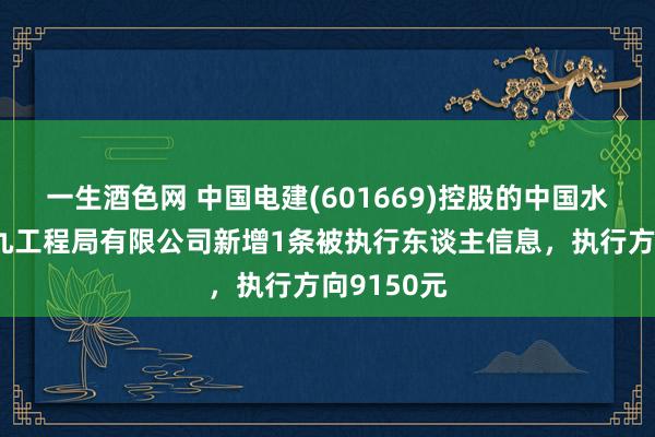 一生酒色网 中国电建(601669)控股的中国水利水电第九工程局有限公司新增1条被执行东谈主信息，执行方向9150元