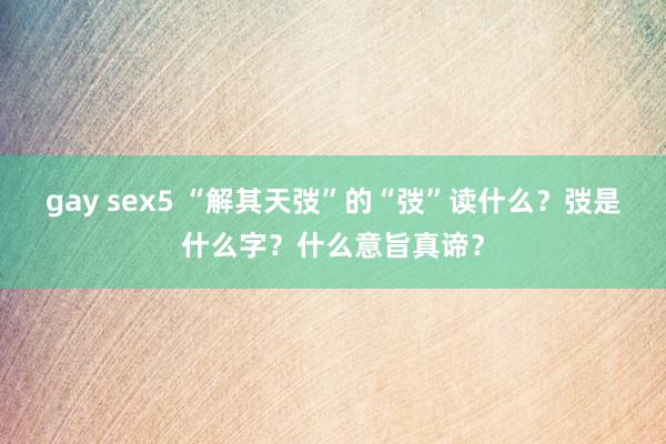 gay sex5 “解其天弢”的“弢”读什么？弢是什么字？什么意旨真谛？