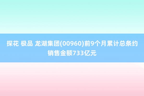 探花 极品 龙湖集团(00960)前9个月累计总条约销售金额733亿元