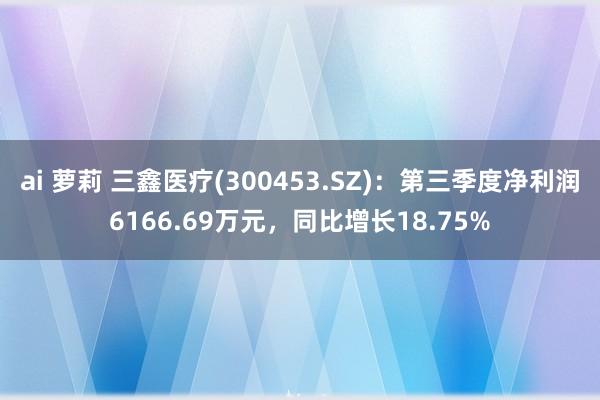 ai 萝莉 三鑫医疗(300453.SZ)：第三季度净利润6166.69万元，同比增长18.75%