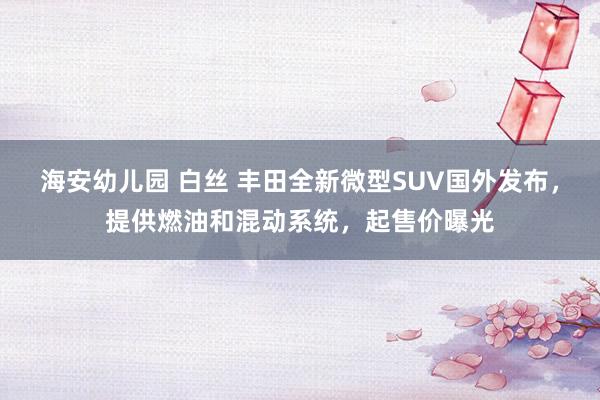 海安幼儿园 白丝 丰田全新微型SUV国外发布，提供燃油和混动系统，起售价曝光