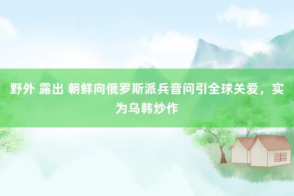 野外 露出 朝鲜向俄罗斯派兵音问引全球关爱，实为乌韩炒作