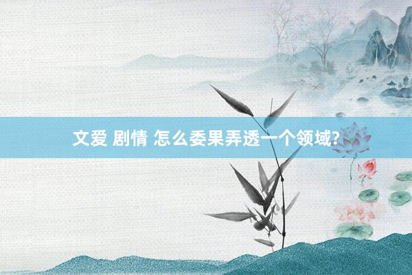 文爱 剧情 怎么委果弄透一个领域?