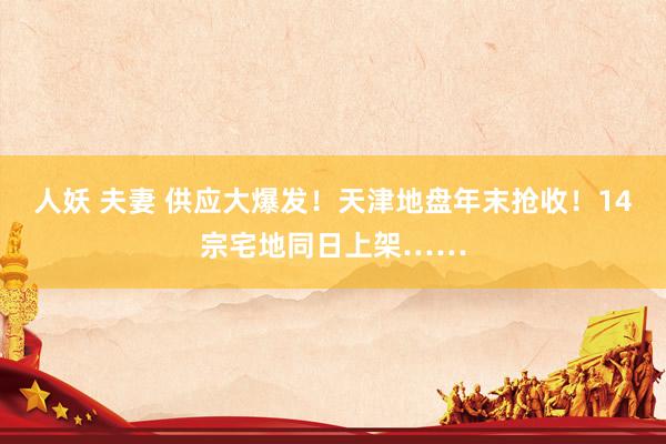 人妖 夫妻 供应大爆发！天津地盘年末抢收！14宗宅地同日上架……