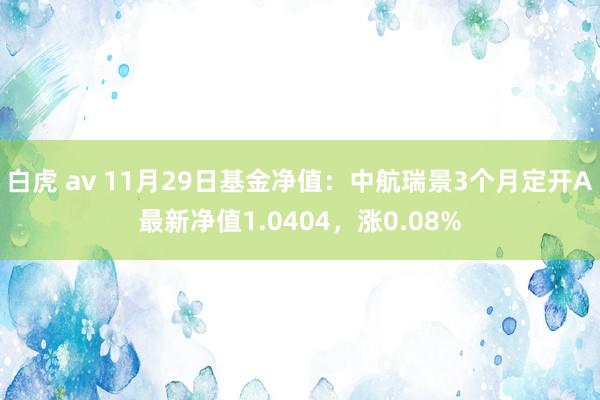 白虎 av 11月29日基金净值：中航瑞景3个月定开A最新净值1.0404，涨0.08%