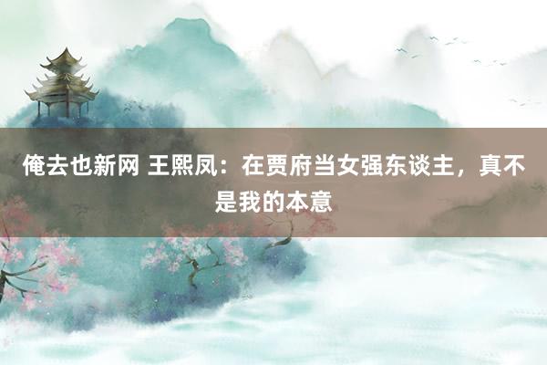 俺去也新网 王熙凤：在贾府当女强东谈主，真不是我的本意