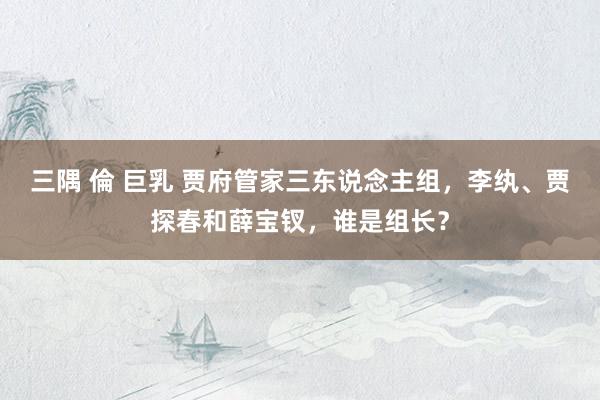 三隅 倫 巨乳 贾府管家三东说念主组，李纨、贾探春和薛宝钗，谁是组长？