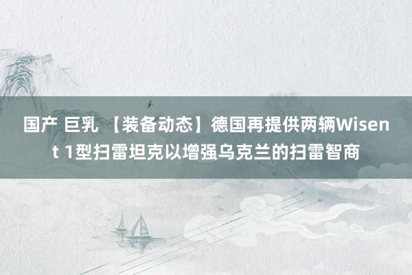 国产 巨乳 【装备动态】德国再提供两辆Wisent 1型扫雷坦克以增强乌克兰的扫雷智商