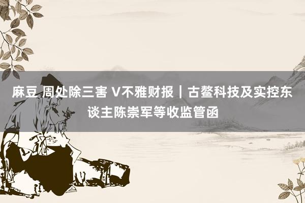 麻豆 周处除三害 V不雅财报｜古鳌科技及实控东谈主陈崇军等收监管函