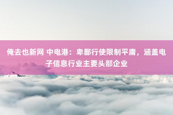 俺去也新网 中电港：卑鄙行使限制平庸，涵盖电子信息行业主要头部企业