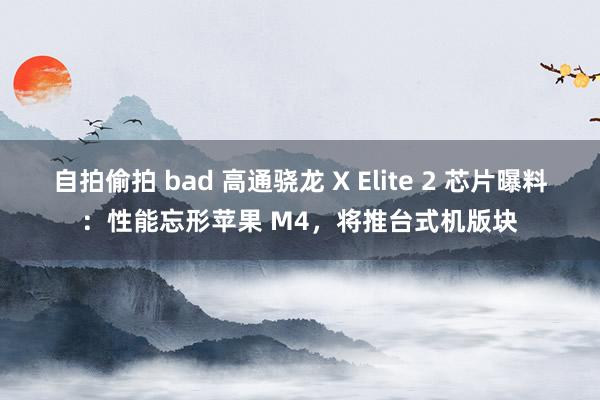 自拍偷拍 bad 高通骁龙 X Elite 2 芯片曝料：性能忘形苹果 M4，将推台式机版块