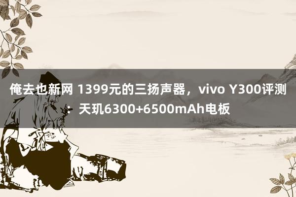 俺去也新网 1399元的三扬声器，vivo Y300评测：天玑6300+6500mAh电板