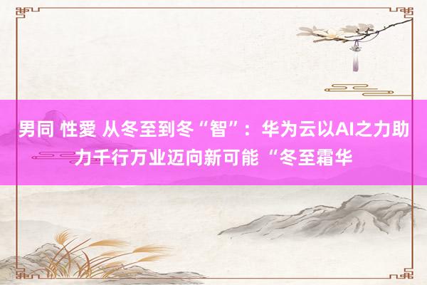 男同 性愛 从冬至到冬“智”：华为云以AI之力助力千行万业迈向新可能 “冬至霜华