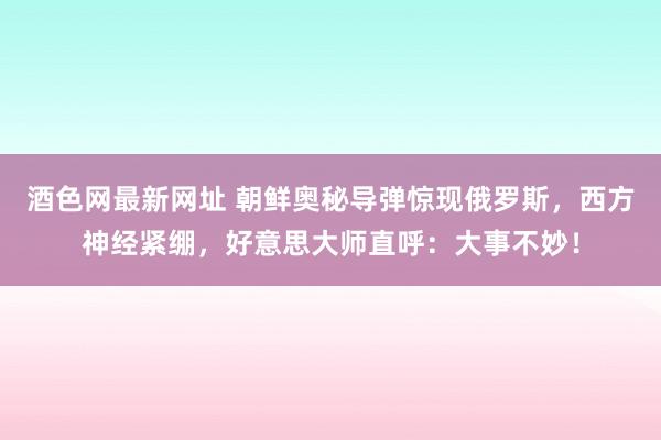 酒色网最新网址 朝鲜奥秘导弹惊现俄罗斯，西方神经紧绷，好意思大师直呼：大事不妙！
