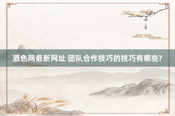 酒色网最新网址 团队合作技巧的技巧有哪些?