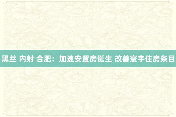 黑丝 内射 合肥：加速安置房诞生 改善寰宇住房条目