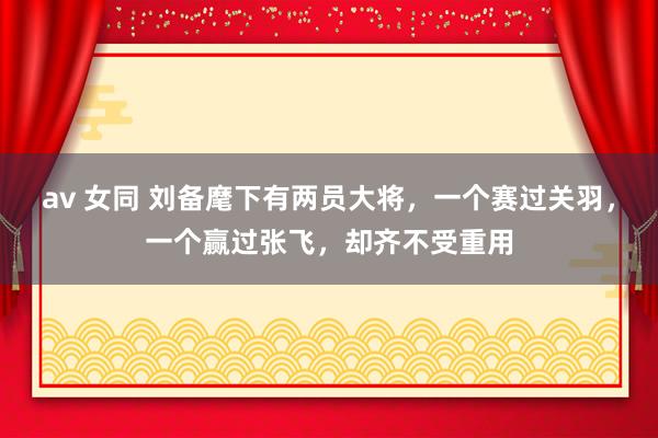 av 女同 刘备麾下有两员大将，一个赛过关羽，一个赢过张飞，却齐不受重用