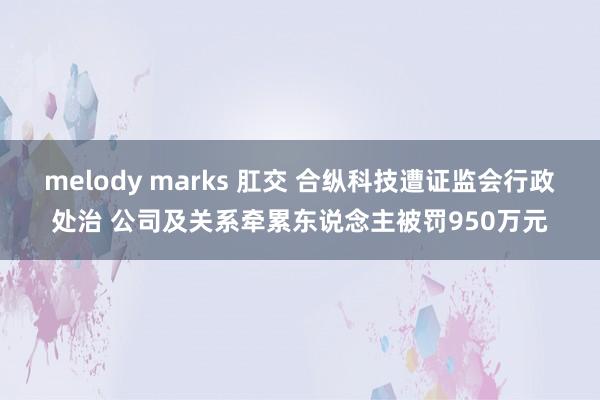 melody marks 肛交 合纵科技遭证监会行政处治 公司及关系牵累东说念主被罚950万元