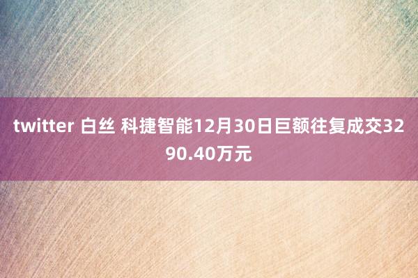 twitter 白丝 科捷智能12月30日巨额往复成交3290.40万元