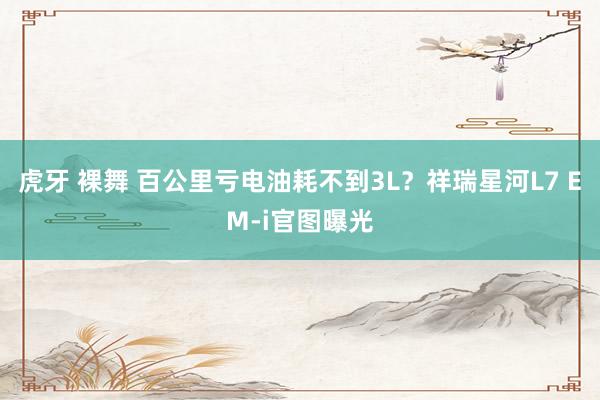 虎牙 裸舞 百公里亏电油耗不到3L？祥瑞星河L7 EM-i官图曝光