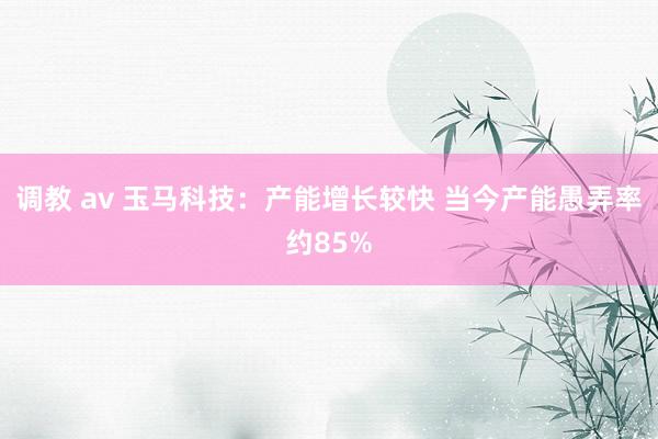 调教 av 玉马科技：产能增长较快 当今产能愚弄率约85%