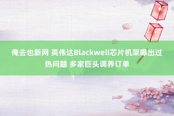 俺去也新网 英伟达Blackwell芯片机架曝出过热问题 多家巨头调养订单