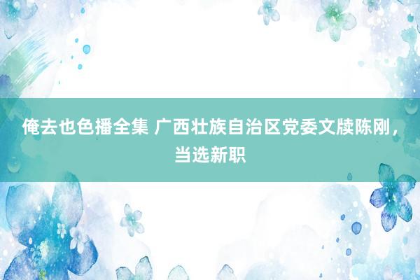 俺去也色播全集 广西壮族自治区党委文牍陈刚，当选新职
