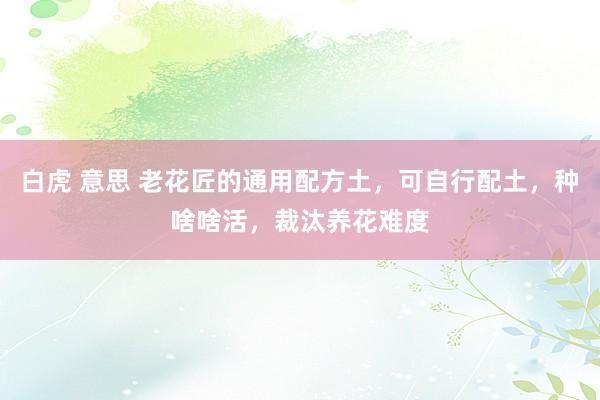 白虎 意思 老花匠的通用配方土，可自行配土，种啥啥活，裁汰养花难度
