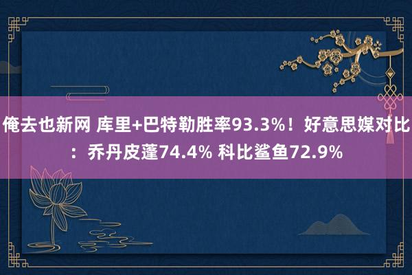 俺去也新网 库里+巴特勒胜率93.3%！好意思媒对比：乔丹皮蓬74.4% 科比鲨鱼72.9%
