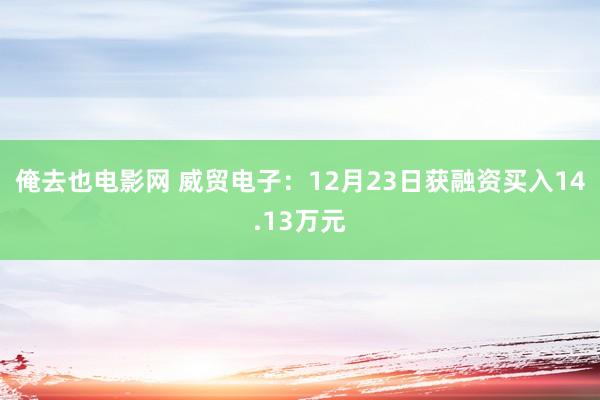 俺去也电影网 威贸电子：12月23日获融资买入14.13万元