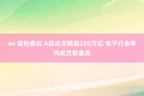 av 自拍偷拍 A股成交额超250万亿 电子行业年内成交额最高