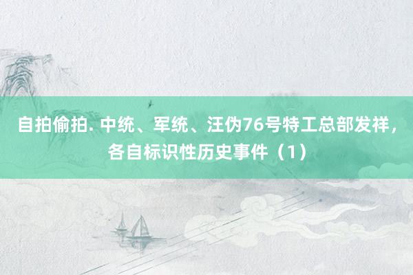 自拍偷拍. 中统、军统、汪伪76号特工总部发祥，各自标识性历史事件（1）