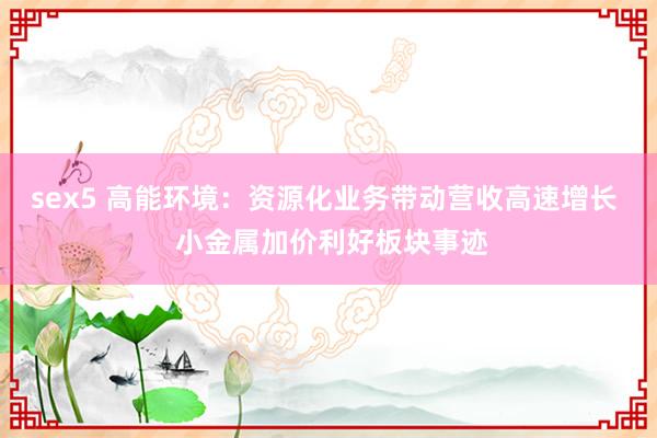 sex5 高能环境：资源化业务带动营收高速增长  小金属加价利好板块事迹