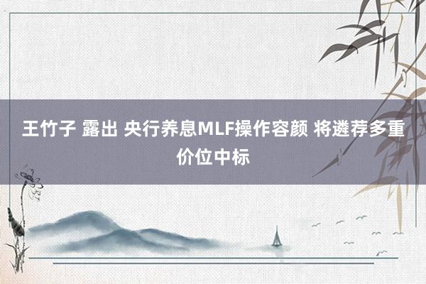 王竹子 露出 央行养息MLF操作容颜 将遴荐多重价位中标