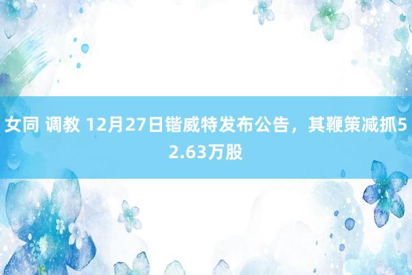 女同 调教 12月27日锴威特发布公告，其鞭策减抓52.63万股