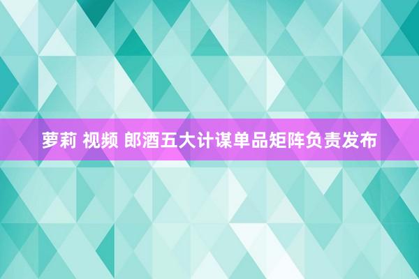 萝莉 视频 郎酒五大计谋单品矩阵负责发布