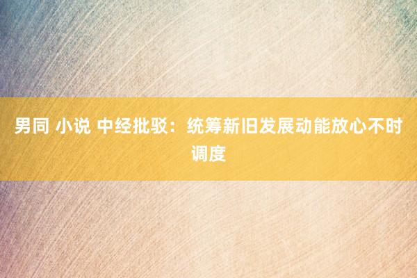 男同 小说 中经批驳：统筹新旧发展动能放心不时调度