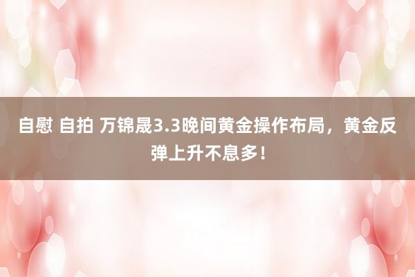 自慰 自拍 万锦晟3.3晚间黄金操作布局，黄金反弹上升不息多！