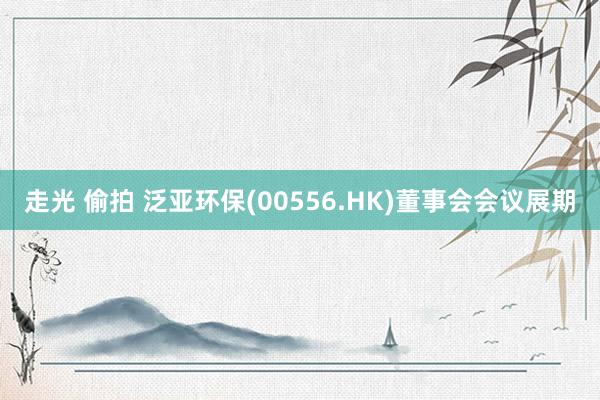 走光 偷拍 泛亚环保(00556.HK)董事会会议展期