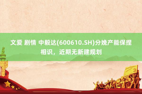 文爱 剧情 中毅达(600610.SH)分娩产能保捏相识，近期无新建规划