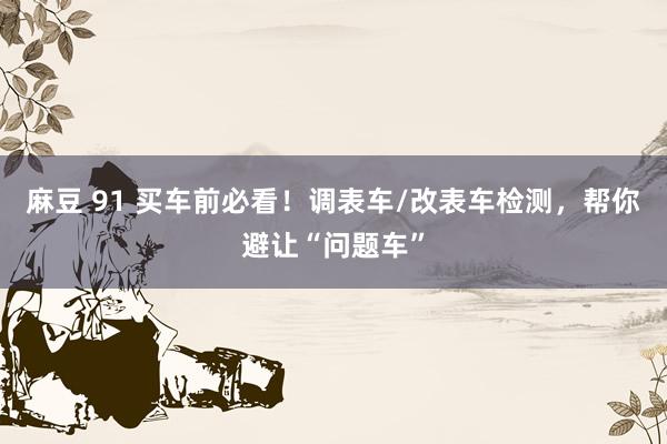 麻豆 91 买车前必看！调表车/改表车检测，帮你避让“问题车”