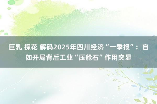 巨乳 探花 解码2025年四川经济“一季报”：自如开局背后工业“压舱石”作用突显
