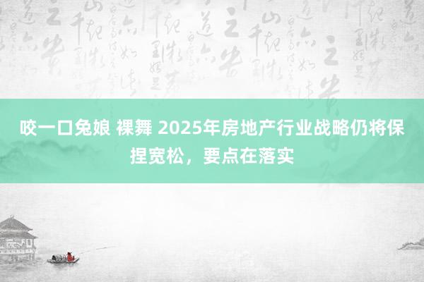 咬一口兔娘 裸舞 2025年房地产行业战略仍将保捏宽松，要点在落实