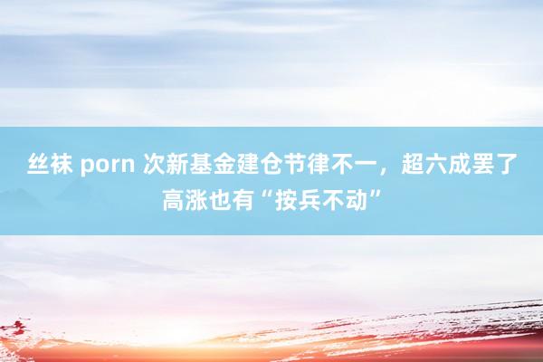 丝袜 porn 次新基金建仓节律不一，超六成罢了高涨也有“按兵不动”