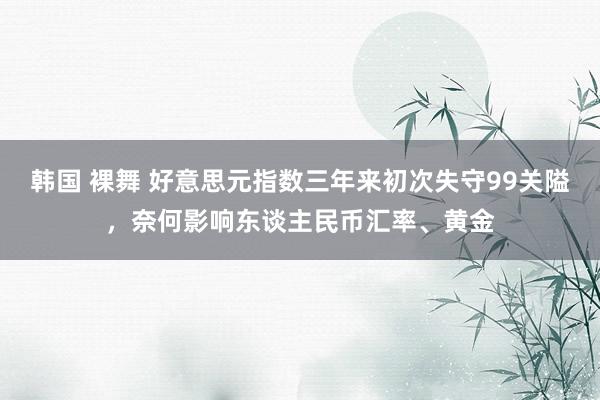 韩国 裸舞 好意思元指数三年来初次失守99关隘，奈何影响东谈主民币汇率、黄金