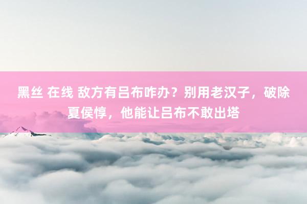黑丝 在线 敌方有吕布咋办？别用老汉子，破除夏侯惇，他能让吕布不敢出塔